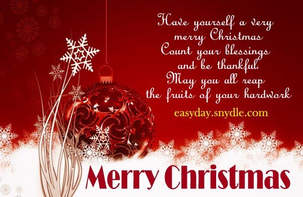 have yourself a very merry christmas count your blessings and be thankful may you all reap the fruits of your hardwork merry christmas