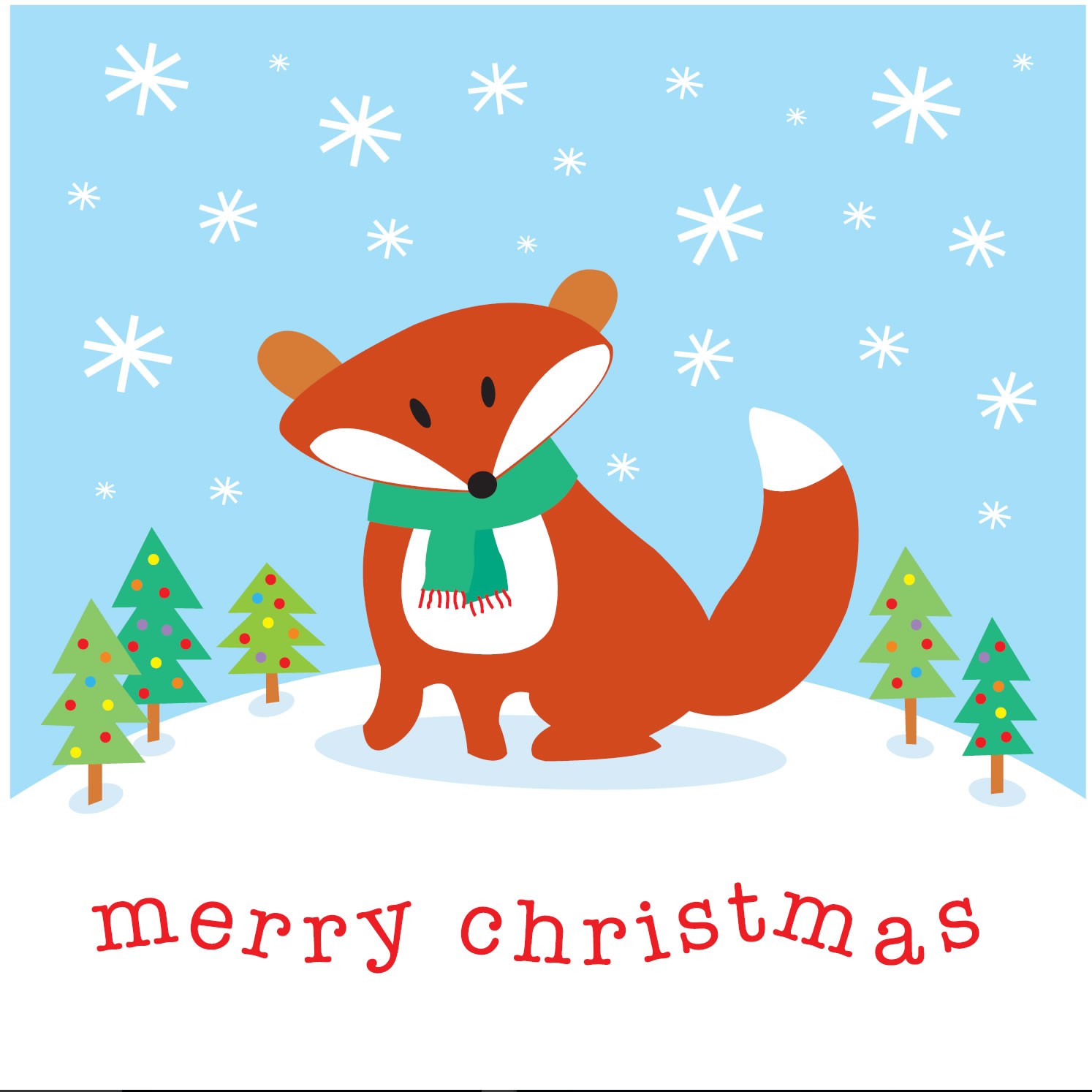 merry christmas fox card