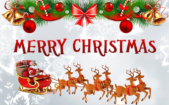 merry christmas santa claus on reindeer
