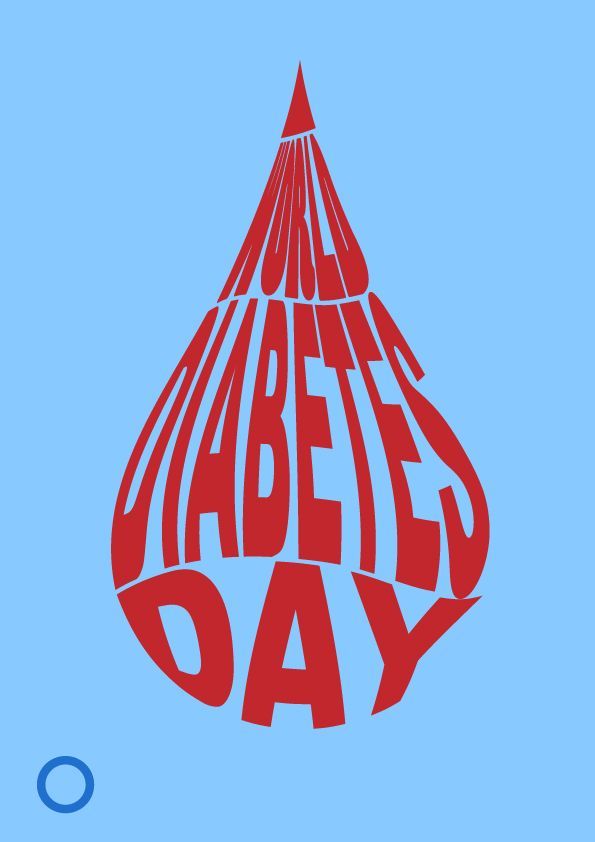 world diabetes day blood drop text