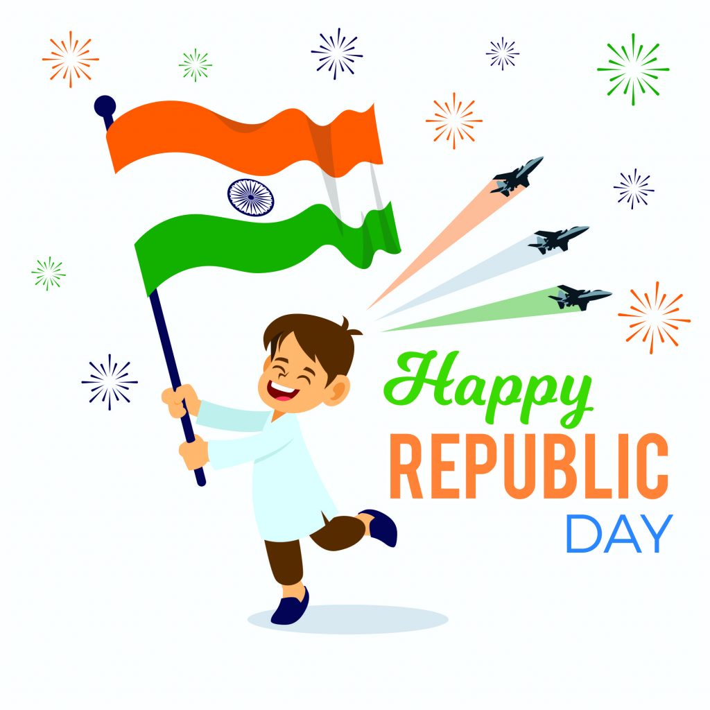 happy Republic Day boy with flag