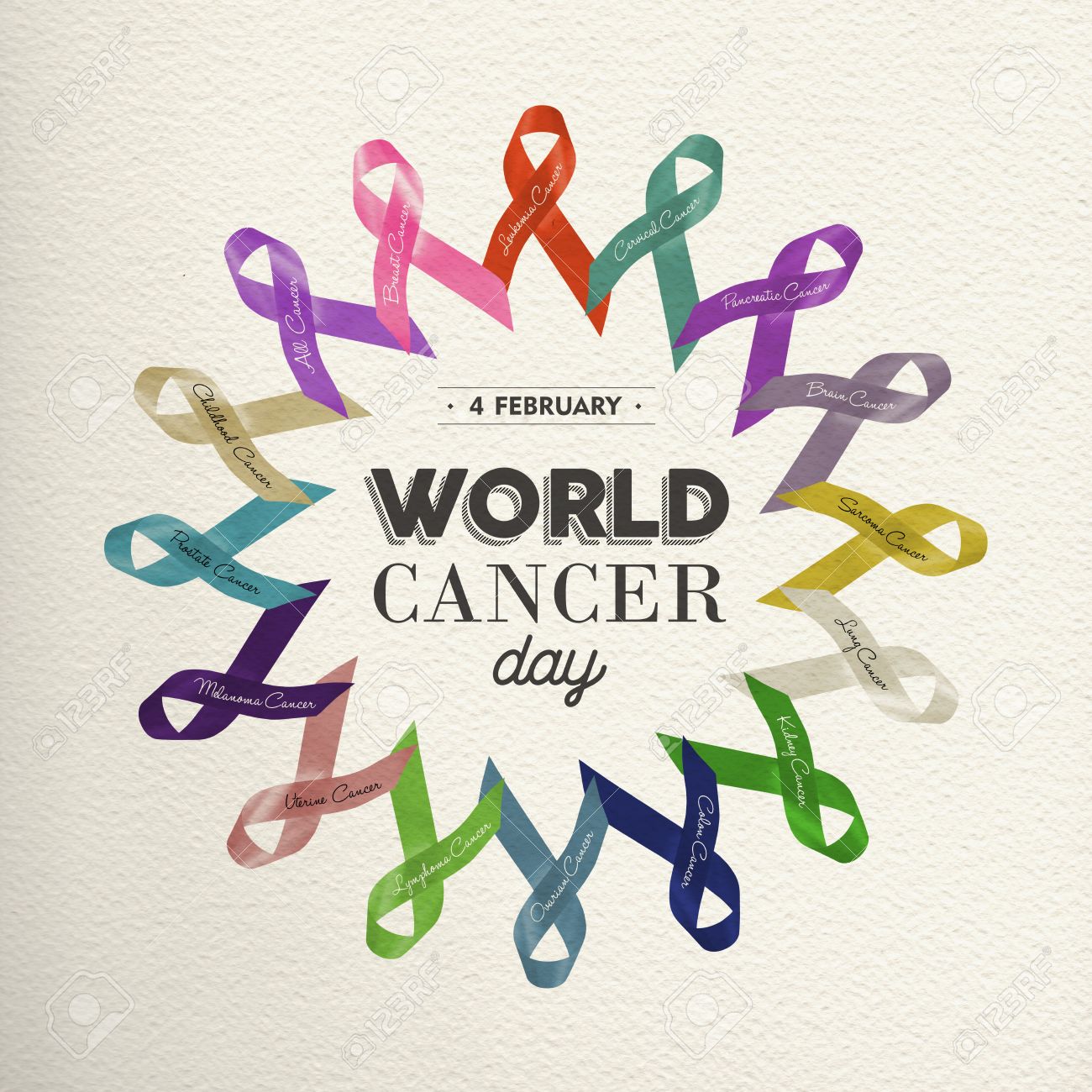 World cancer day design with awareness ribbons