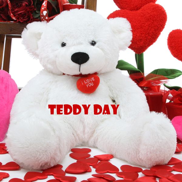 Happy Teddy Bear Day beautiful teddy with little heart image
