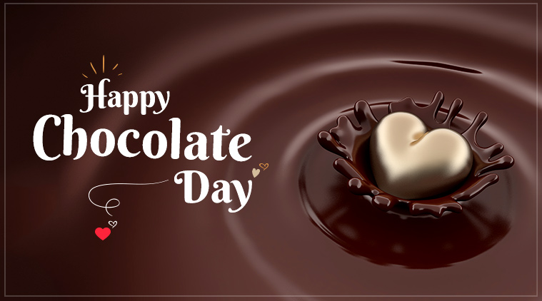 happy Chocolate day heart in chocolate