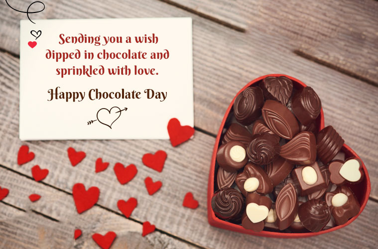 sending you a wish dipped in chocolate and sprinkled with love happy Chocolate day
