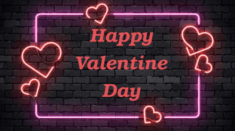 happy valentine’s day neon light on wall