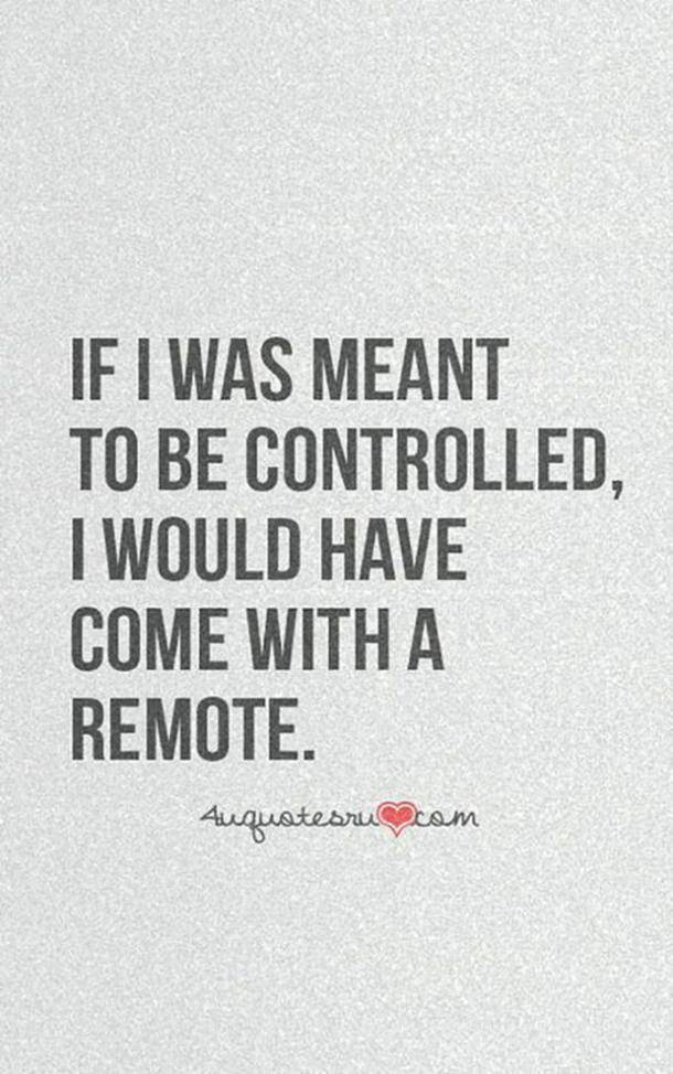 if i was meant to be controlled, i would have come with a remote.