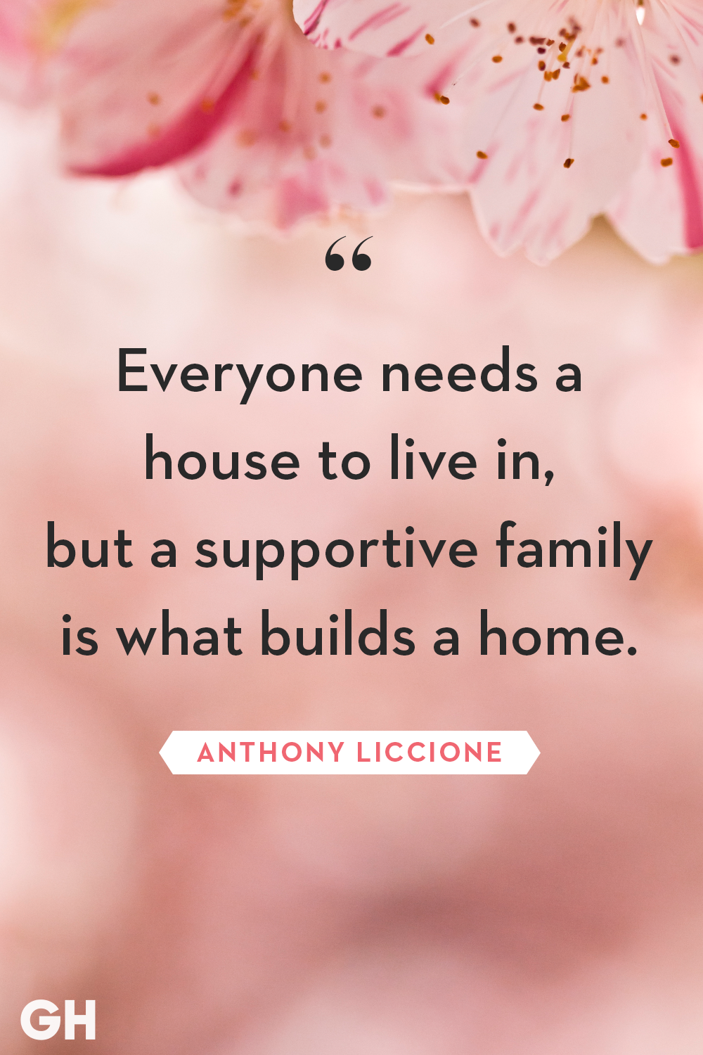 everyone needs a house to live in but a supportive family is what builds a home. anthony liccione