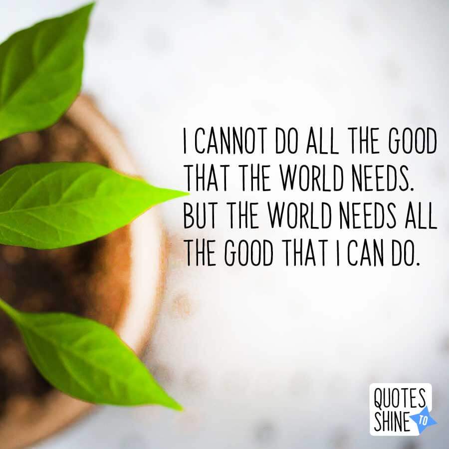 i cannot do all the good that the world needs. but the world needs all the good that i can do.