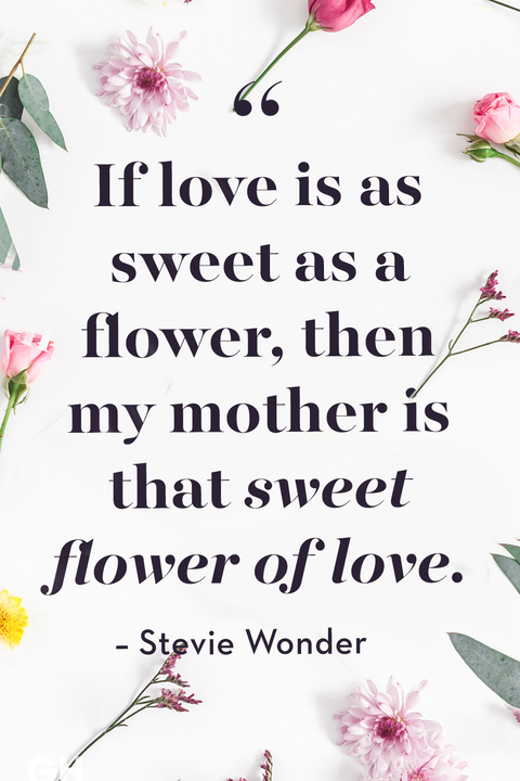 if love is as sweet as a flower, then my mother is that sweet flower of love. stevie wonder