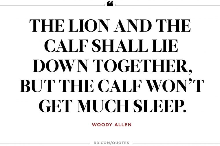 the lion and the calf shall lie down together but the calf won i get much sleep. woody allen