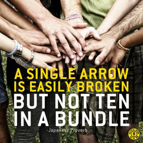 a single arrow is easily broken but not ten in a bundle.