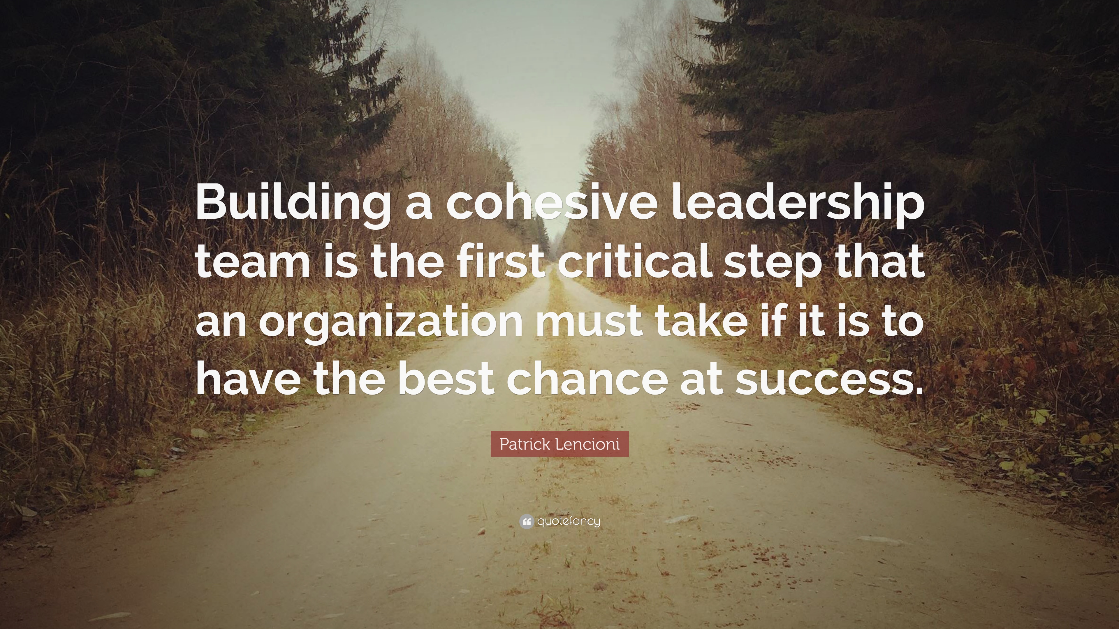 building a cohesive leadership team is the first critical step that an organization must take if it is to have the best chance at success. patrick lencioni
