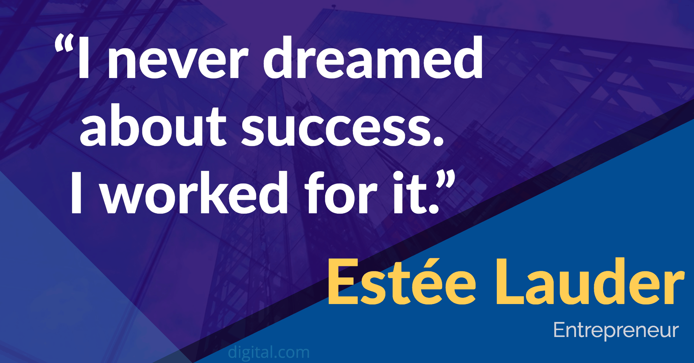 i never dreamed about success. i worked for it. estee lauder