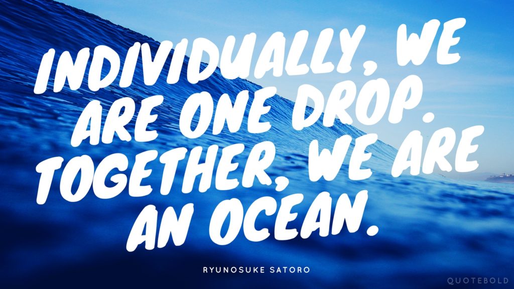 individually we are one drop. together we are an ocean