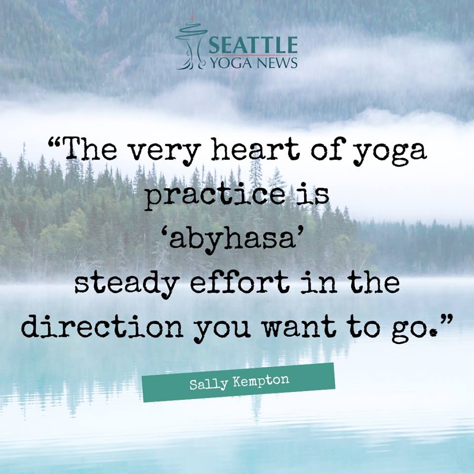 the very heart of yoga practice is abyhasa steady effort in the direction you want to go. sally kempton