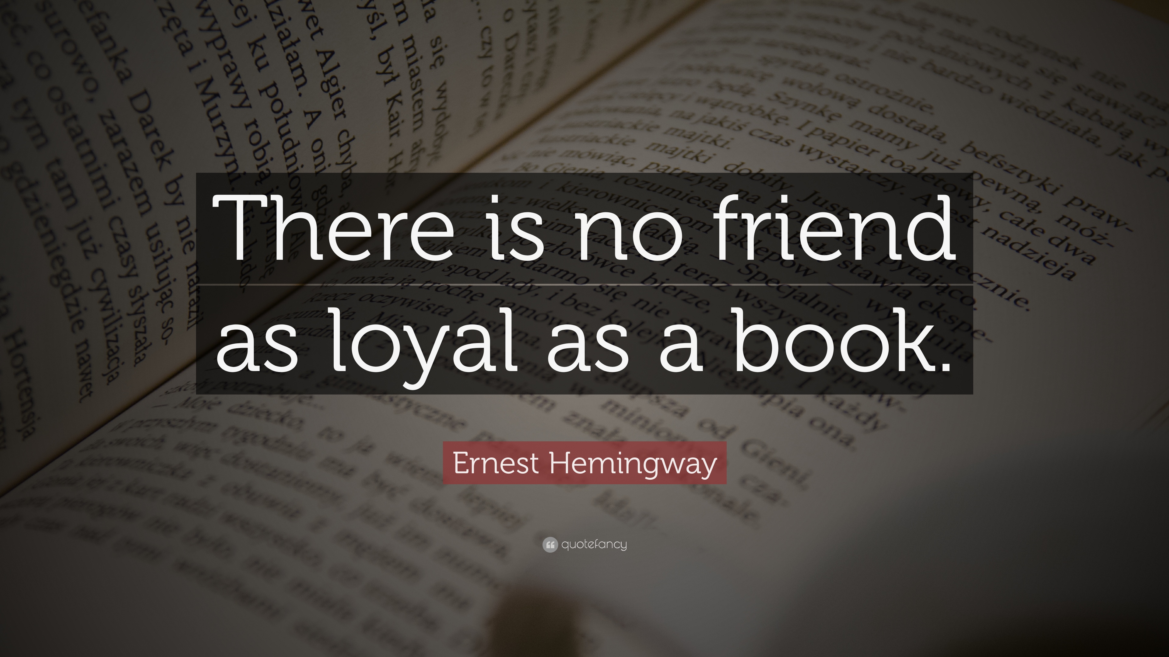 there is no friend as loyal as a book. ernest hemingway