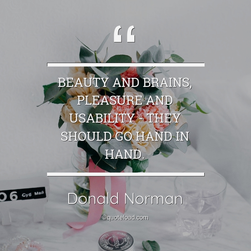 Beauty and brains, pleasure and usability – they should go hand in hand. donald norman