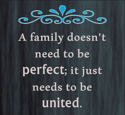 a family doesn’t need to be perfect it just needs to be united