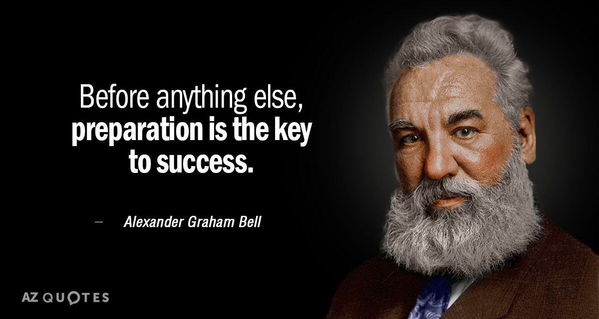before anything else preparation is the key to success. alexander graham bell