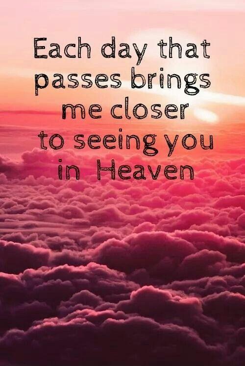 each day that passes brings me closer to seeing you in heaven