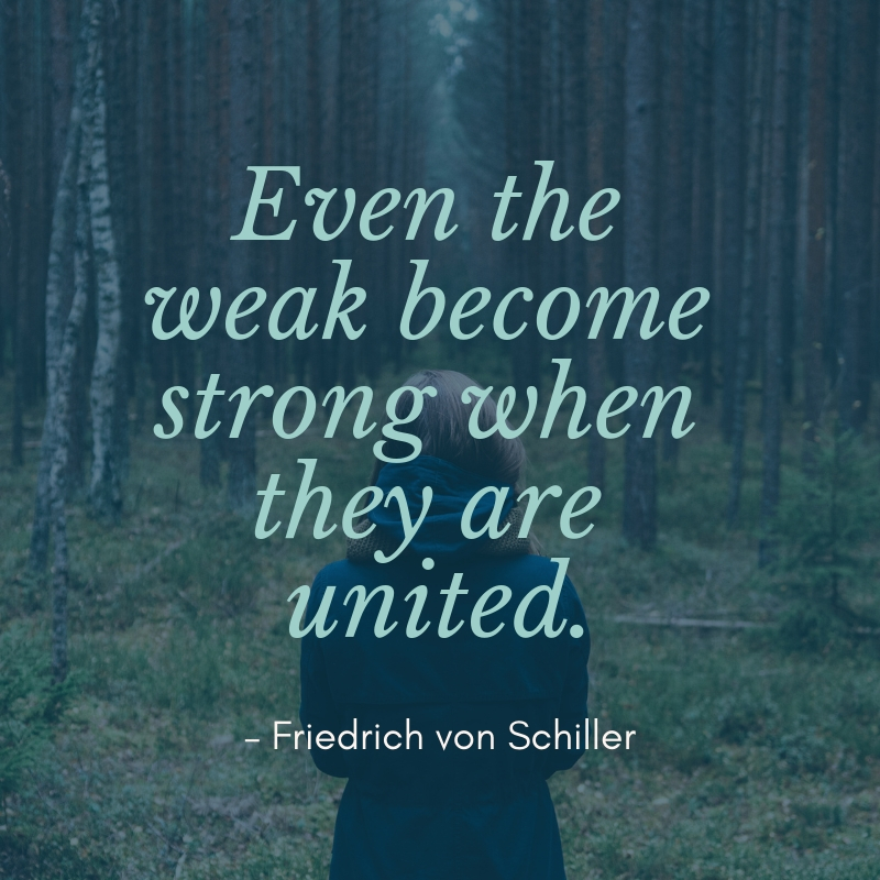 even the weak become strong when they are united. friedrich von schiller