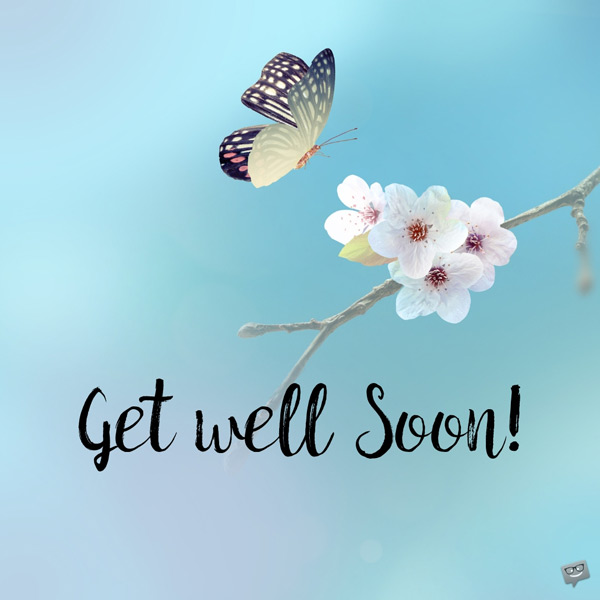 get well soon butterfly on flower