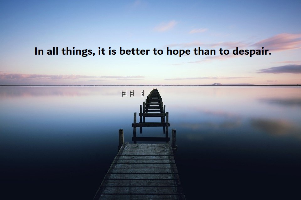 in all things, it is better top hope than to despair
