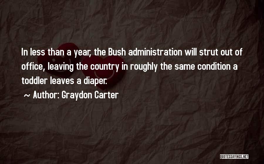in less than a year the bush adminstration will strut out of office, leaving the country in roughly the same condition a toddler leaves a diaper.