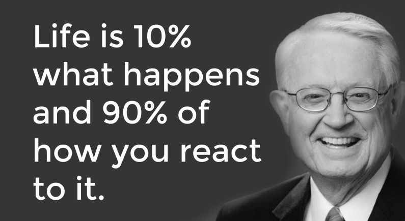 life is 10 percent what happens and 90 percent of how you react to it