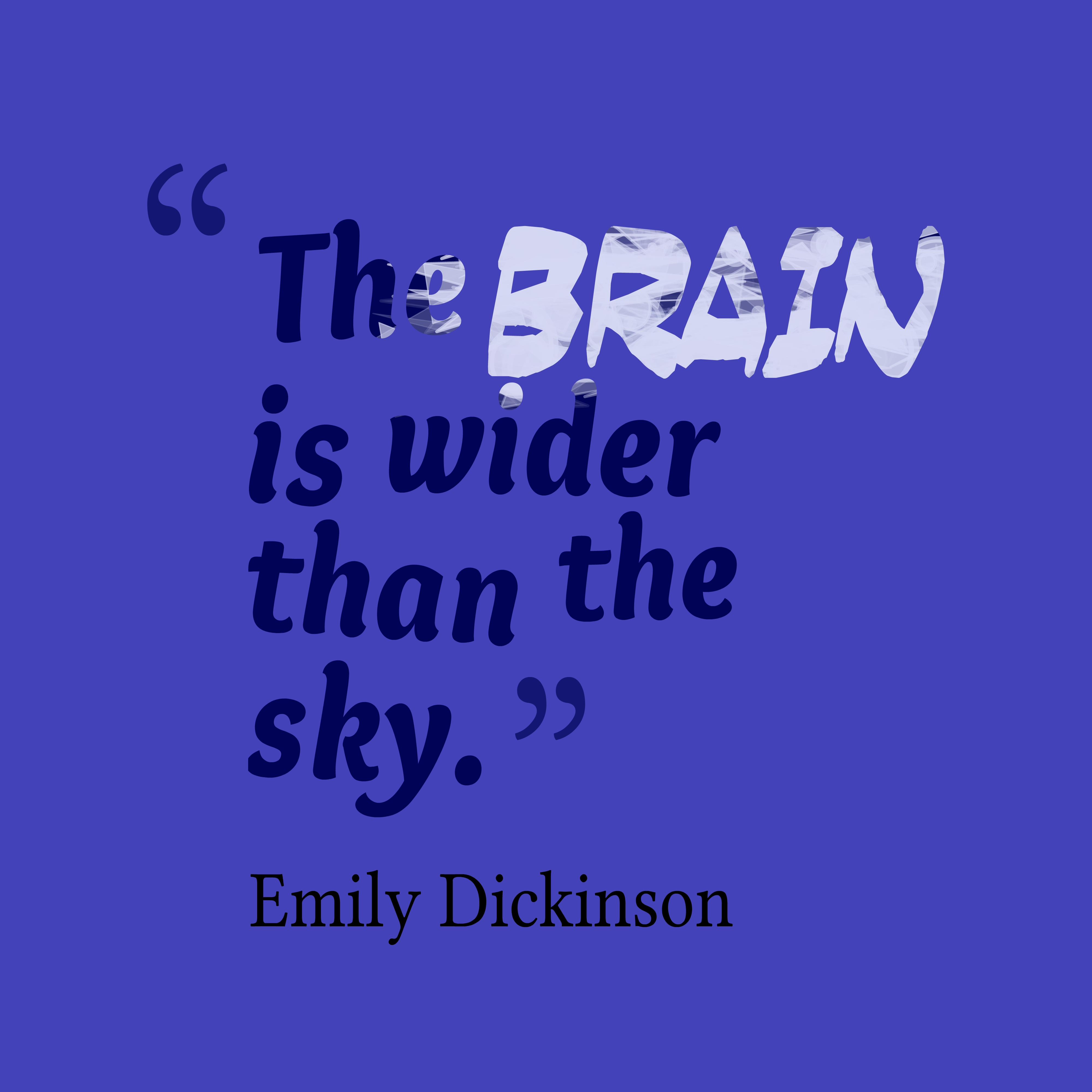 the brain is wider than the sky. emily dickinson