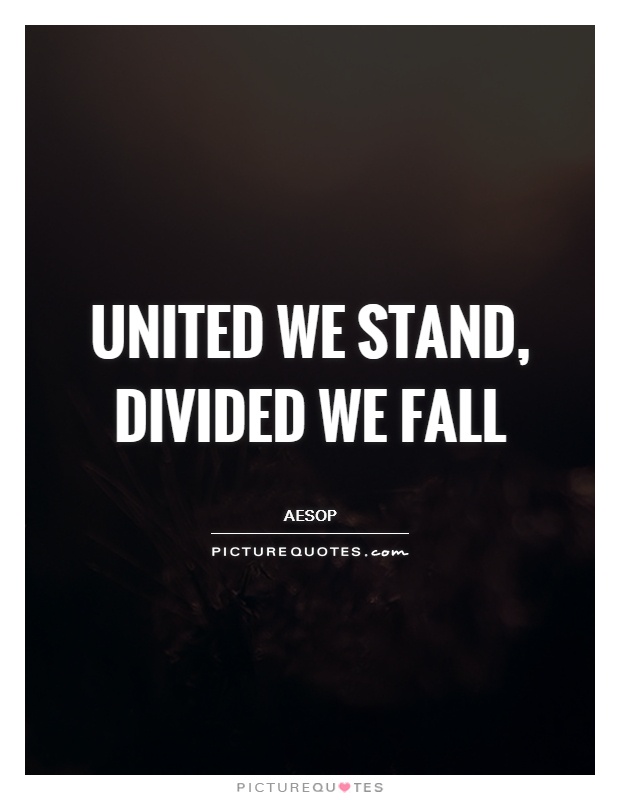 united we stand, divided we fall. aesop