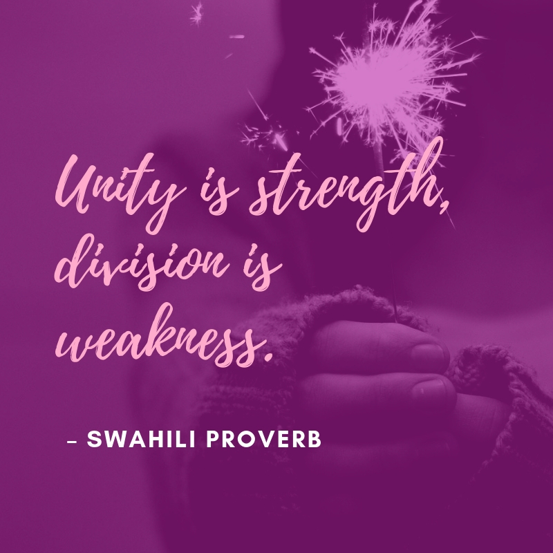 unity is strengh division is weakness. swahili proverb