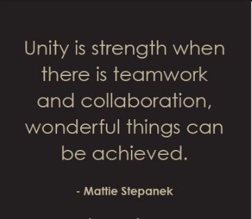 unity is strength when there is teamwork and collaboration, wonderful things can be achieved