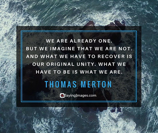 we are already one. but we imagine that we are not, and what we have to recover is our original unity. what we have to be is what we are. thomas merton