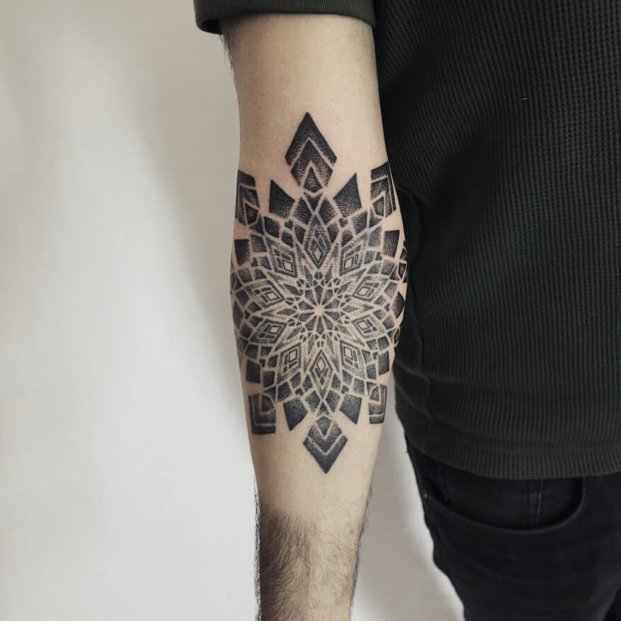 Black Geometric Abstract Tattoo Design For Arm By Black Ink Power