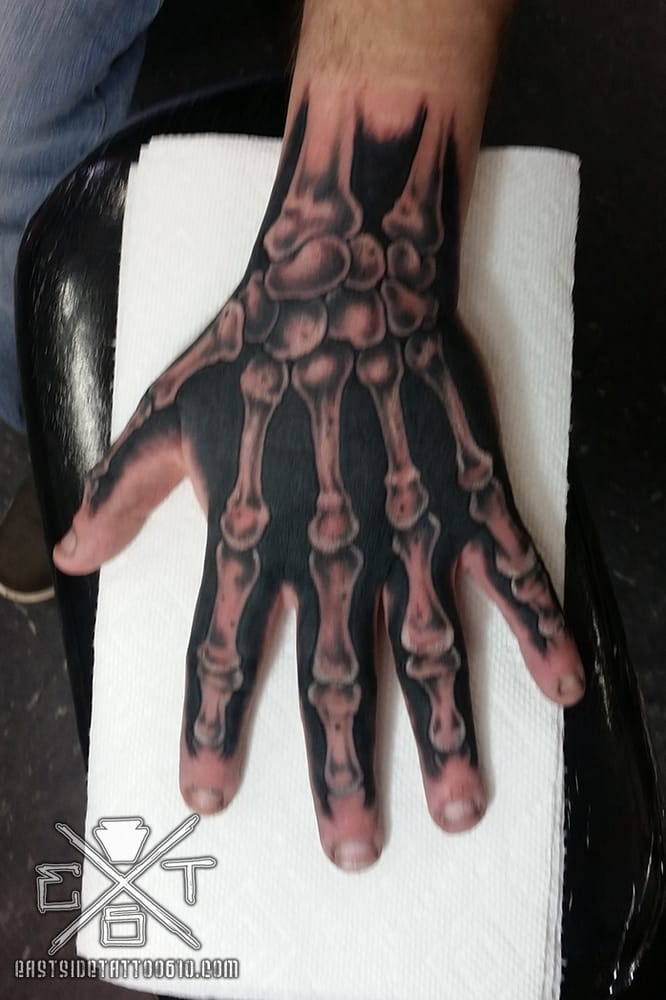Black Ink Skeleton Tattoo Design For Men
