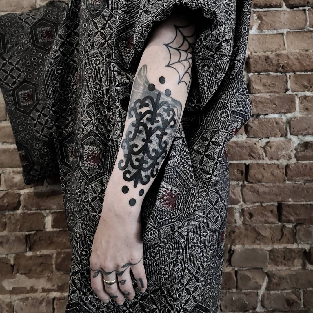 Wonderful Girls Arm Tattoo Design By Black Ink Power