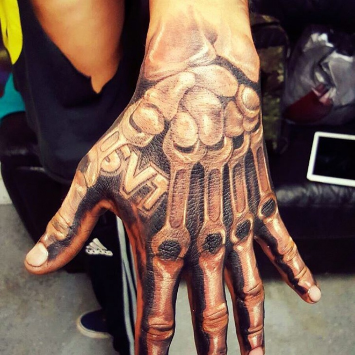 Wonderful Skeleton Hand Tattoo For Men