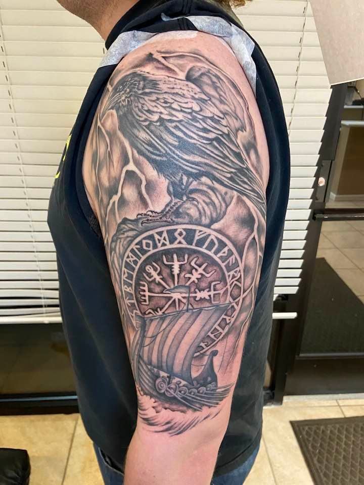 Amazing 3d Eagle Tattoo On Half Sleeve y Zak Schulte