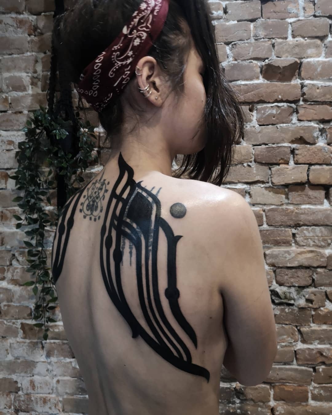 Geometric Wings tattoo on back by Black Ink Power