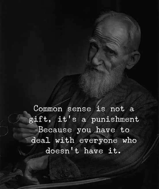Common sense is not a gift, it's a punishment. Because you have to deal with everyone who doesn't have it.
