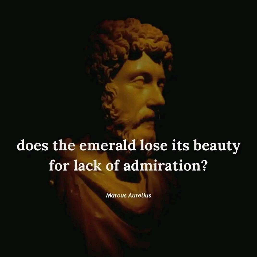 Does the emerald lose its beauty for lack of administration? – Marcus Aurelius