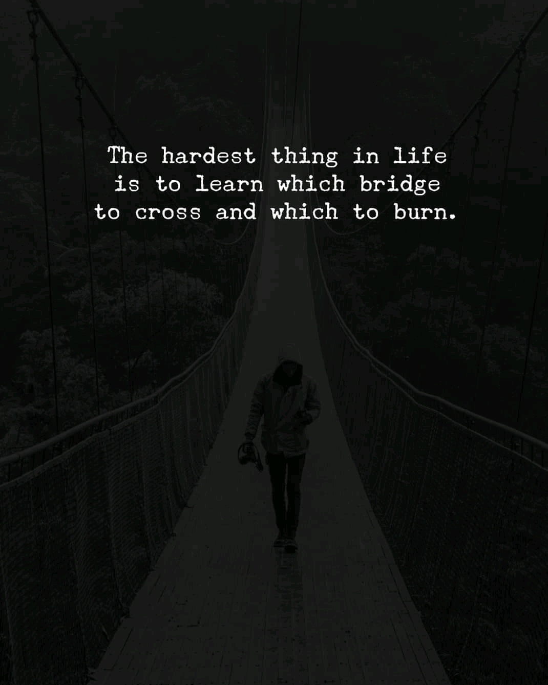 The hardest thing to learn in life is which bridge to cross and which to burn.