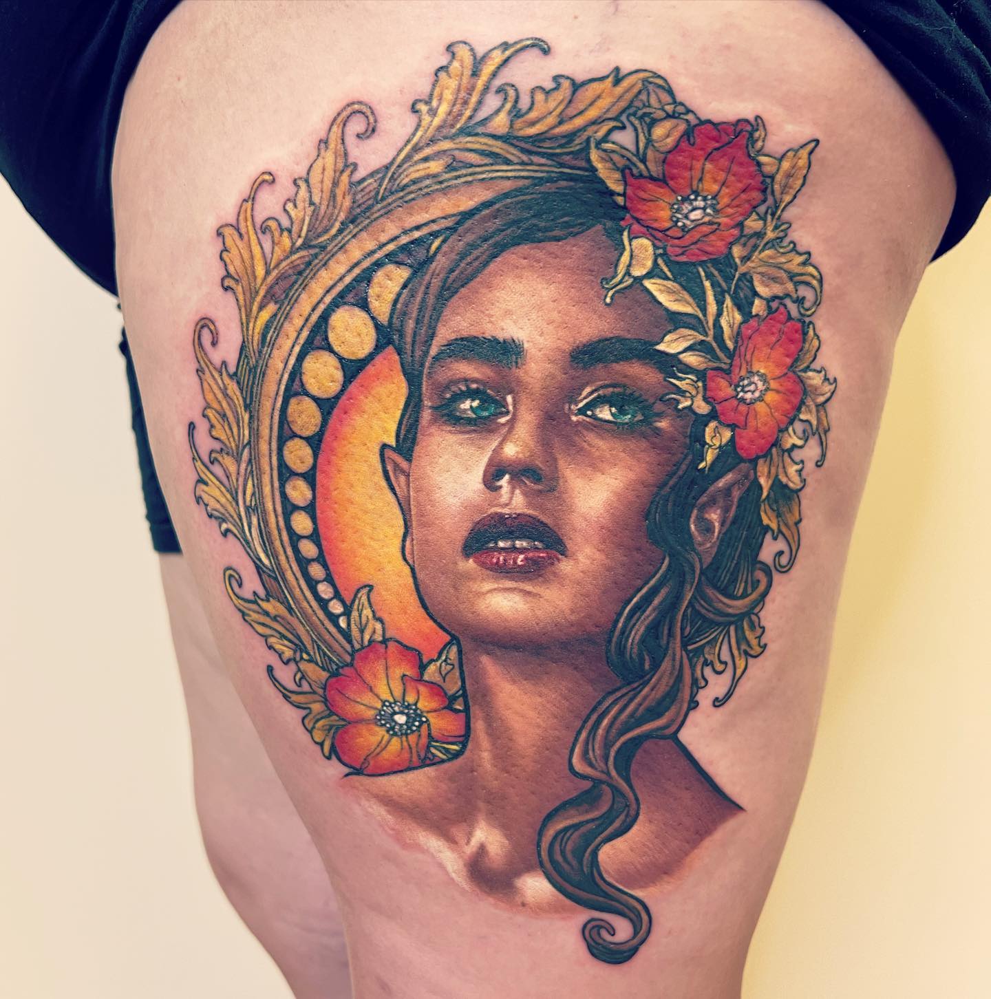 Amazing Portrait Tattoo On Arm Done by Sarah Miller