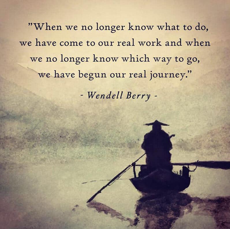 When we no longer know what to do, we have come to our real work and when we no longer know which way to go, we have begun our real journey.