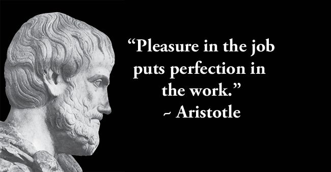 Pleasure in the job puts perfection in the work.
