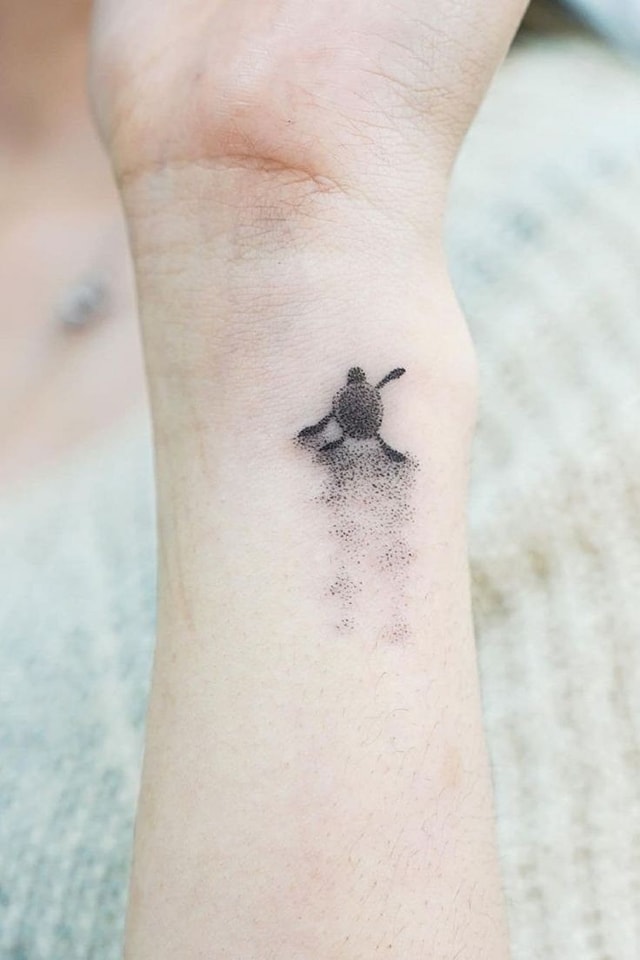 Cute Small Turtle Tattoo On Forearm
